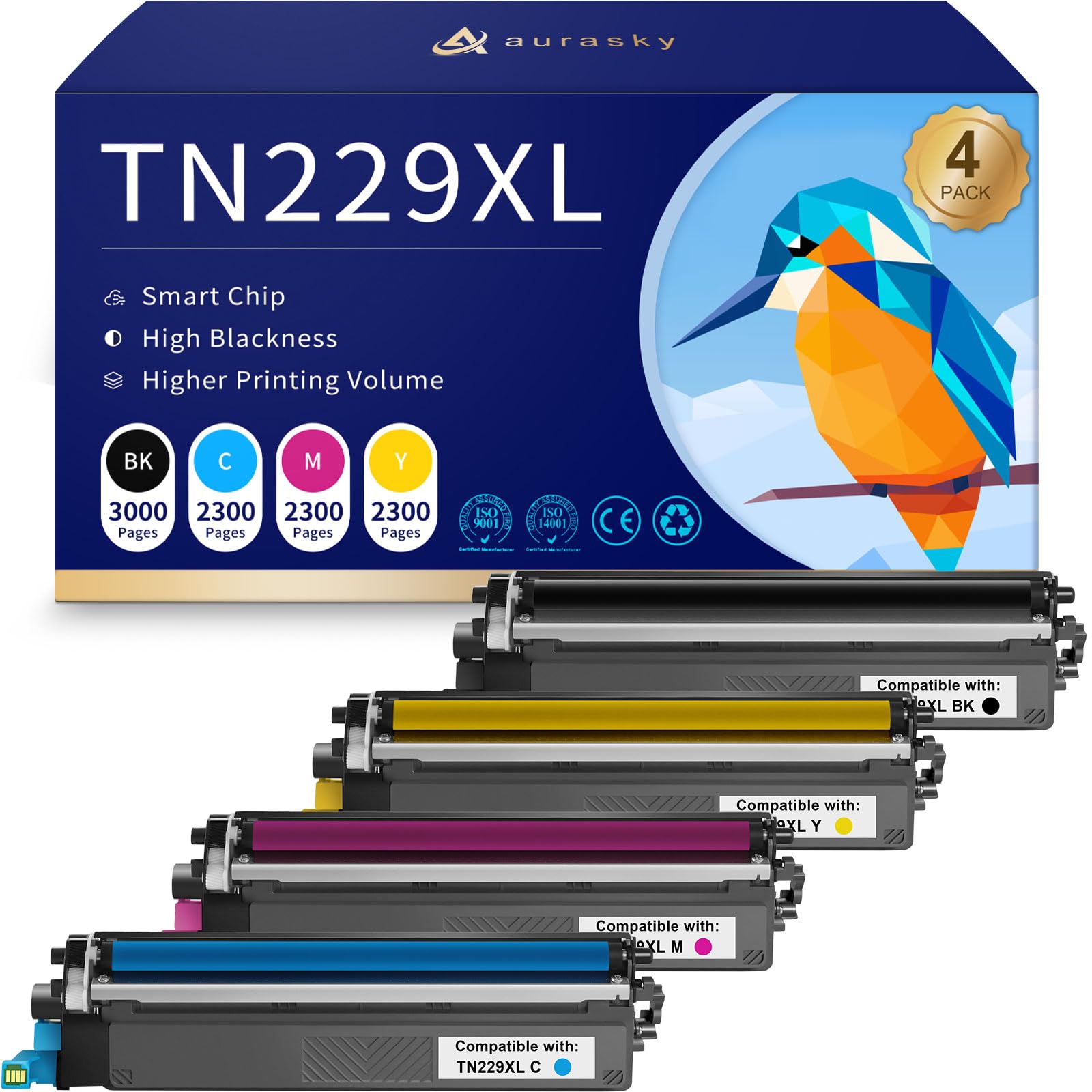 Amazon.com: AURASKY TN229XL Compatible Toner Cartridge Replacement
